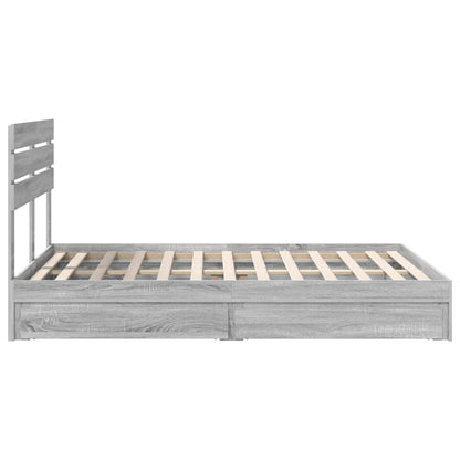 Letto con Contenitore con testiera Grigio Sonoma 140 x 200 cm | homemem39