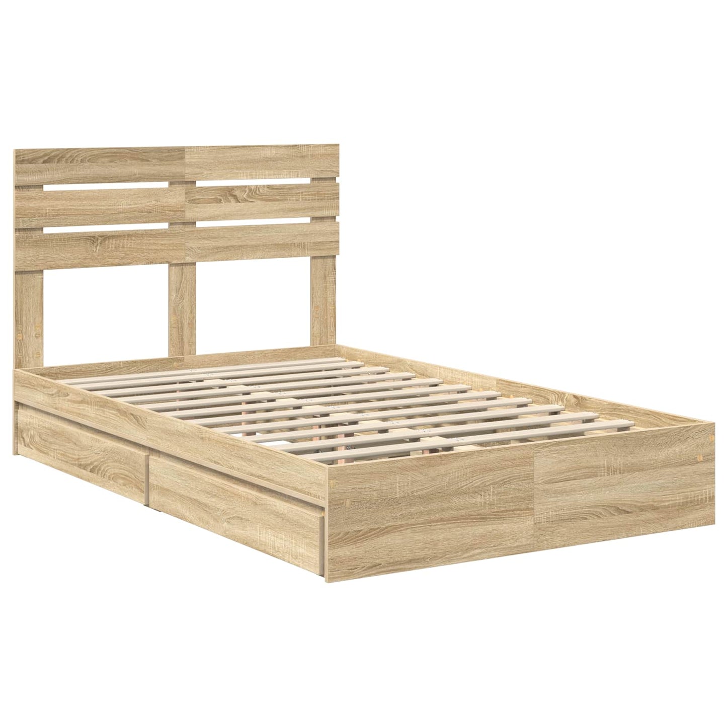 Letto con Contenitore con testiera Rovere Sonoma 135 x 190 cm | homemem39