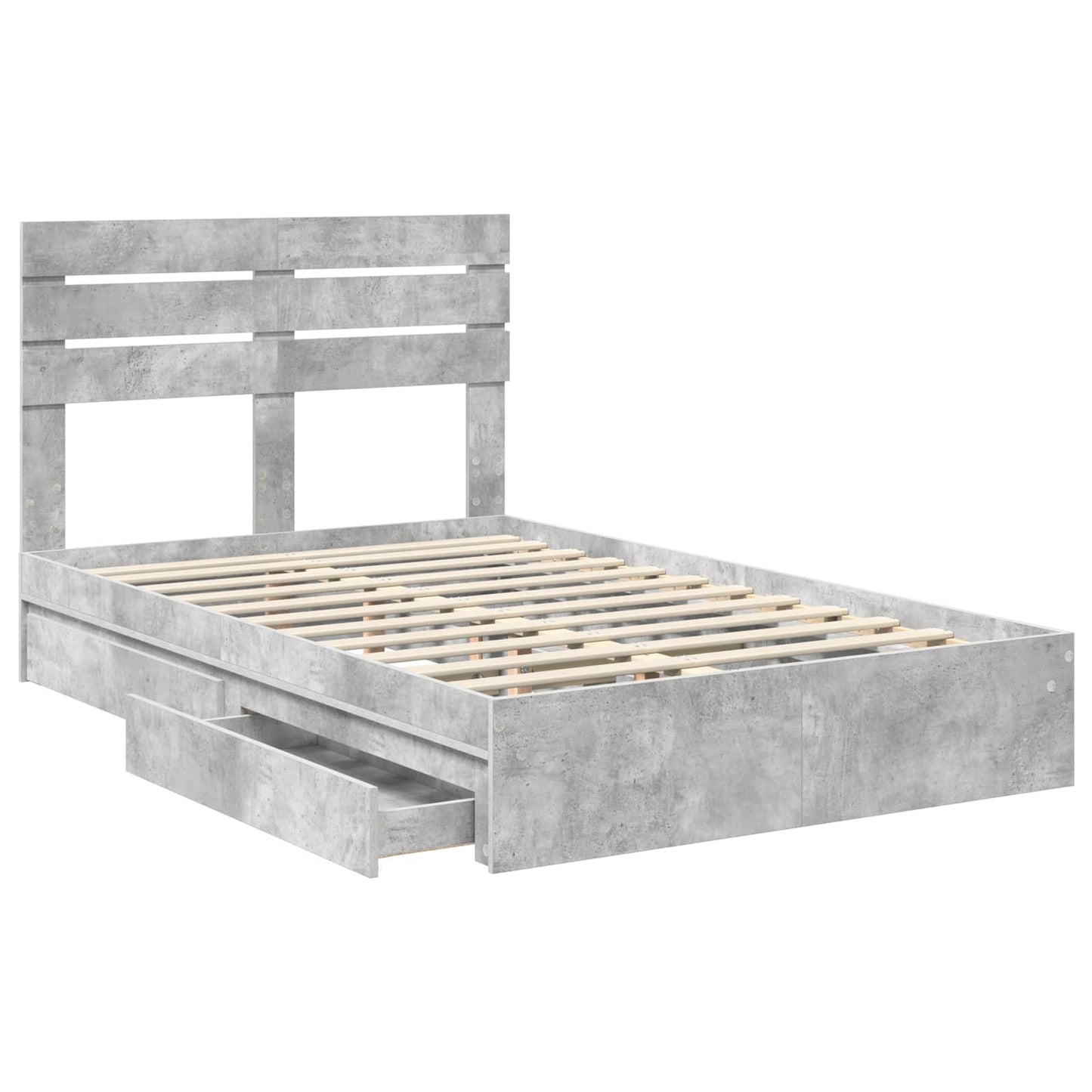 Letto con Contenitore con testiera Grigio cemento 135 x 190 cm | homemem39