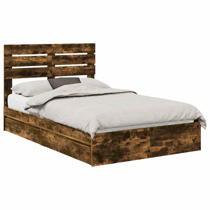 Letto con Contenitore con testiera Rovere fumé 135 x 190 cm | homemem39