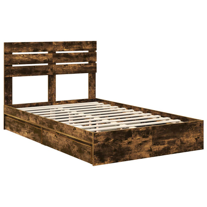 Letto con Contenitore con testiera Rovere fumé 135 x 190 cm | homemem39