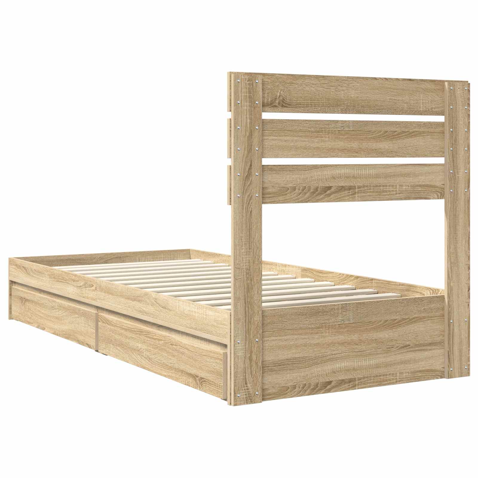 Letto con Contenitore con testiera Rovere Sonoma 100 x 200 cm | homemem39