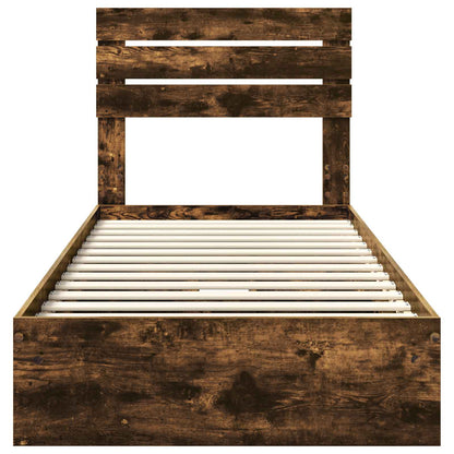 Letto con Contenitore con testiera Rovere fumé 100 x 200 cm