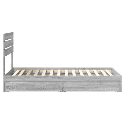 Letto con Contenitore con testiera Grigio Sonoma 100 x 200 cm | homemem39