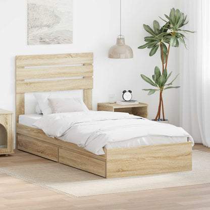 Letto con Contenitore con testiera Rovere Sonoma 90 x 200 cm | homemem39
