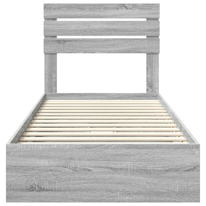 Letto con Contenitore con testiera Grigio Sonoma 90 x 200 cm