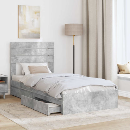 Letto con Contenitore con testiera Grigio cemento 90 x 190 cm | homemem39