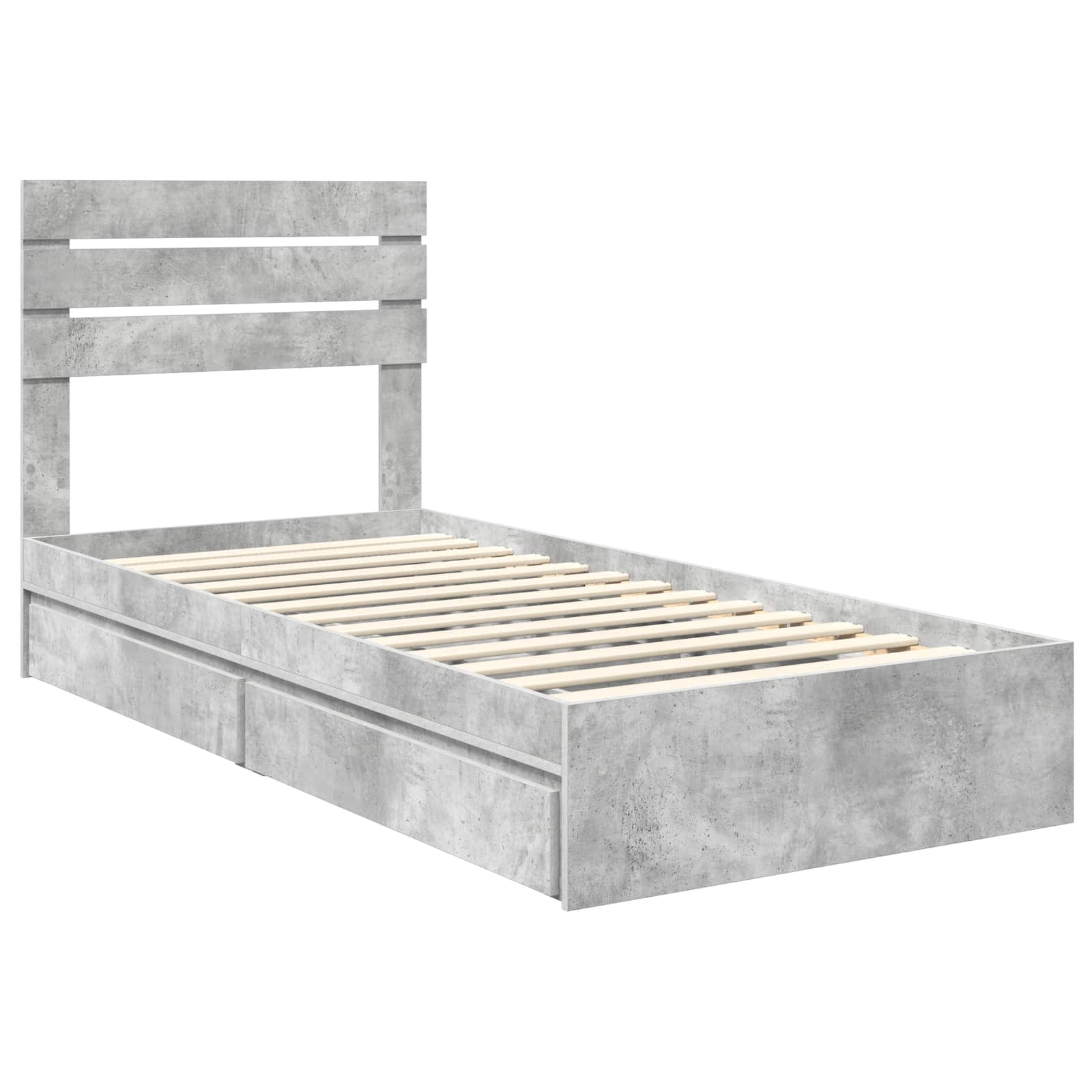 Letto con Contenitore con testiera Grigio cemento 90 x 190 cm | homemem39