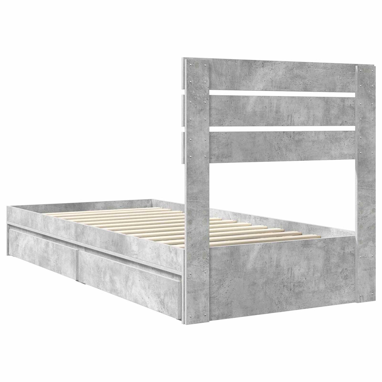 Letto con Contenitore con testiera Grigio cemento 90 x 190 cm | homemem39