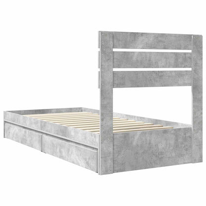 Letto con Contenitore con testiera Grigio cemento 90 x 190 cm | homemem39