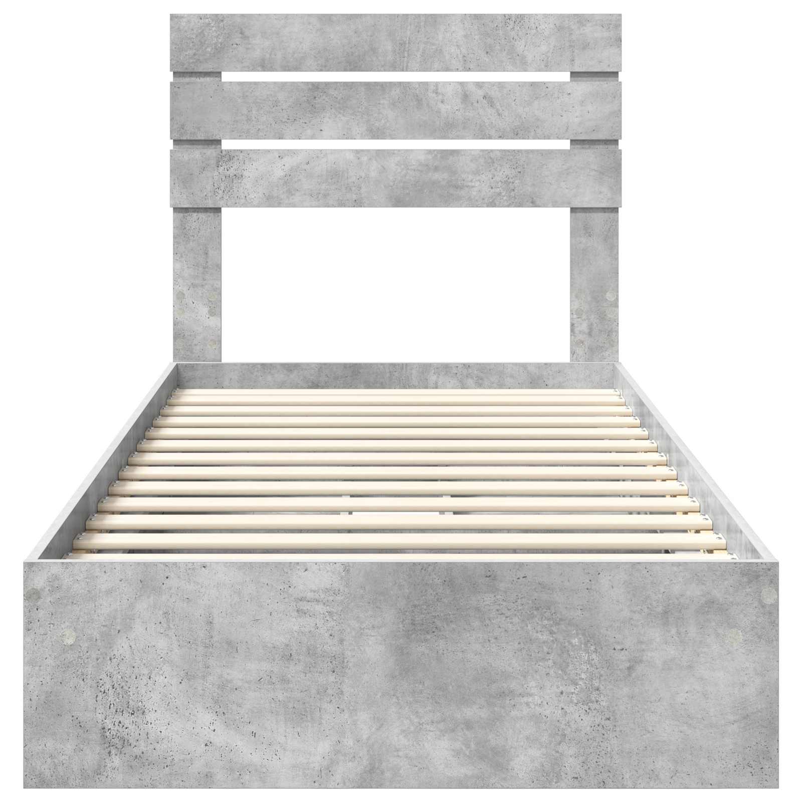 Letto con Contenitore con testiera Grigio cemento 90 x 190 cm | homemem39