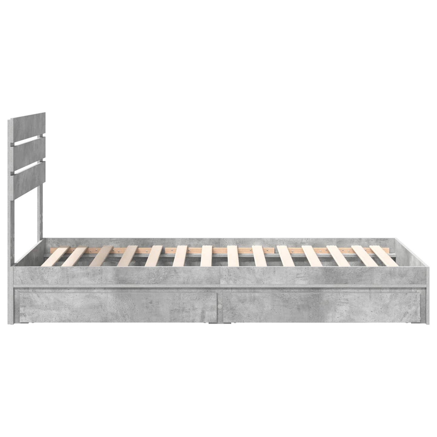 Letto con Contenitore con testiera Grigio cemento 90 x 190 cm | homemem39