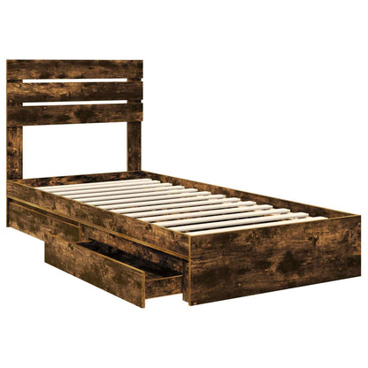 Letto con Contenitore Rovere fumé 90 x 190 cm Legno multistrato | homemem39