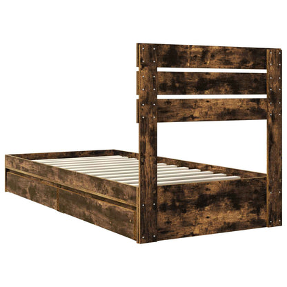 Letto con Contenitore Rovere fumé 90 x 190 cm Legno multistrato | homemem39