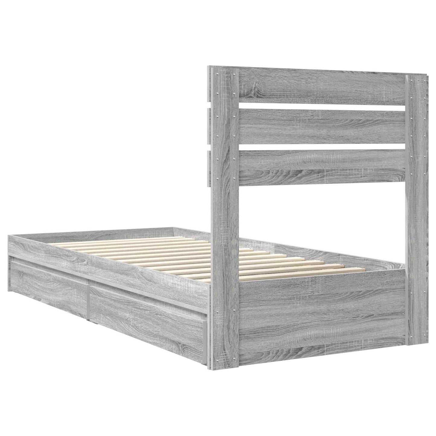 Letto con Contenitore con testiera Grigio Sonoma 90 x 190 cm | homemem39