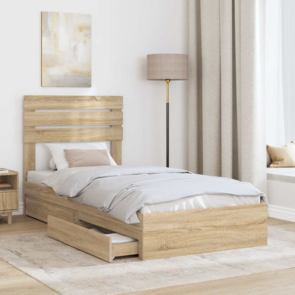 Letto con Contenitore con testiera Rovere Sonoma 75 x 190 cm | homemem39