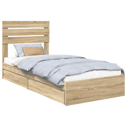 Letto con Contenitore con testiera Rovere Sonoma 75 x 190 cm | homemem39