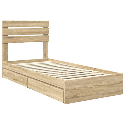 Letto con Contenitore con testiera Rovere Sonoma 75 x 190 cm | homemem39