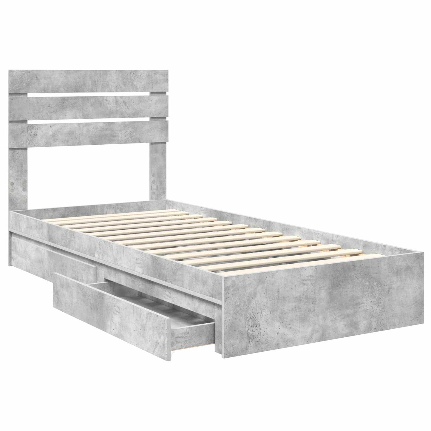 Letto con Contenitore con testiera Grigio cemento 70 x 190 cm | homemem39