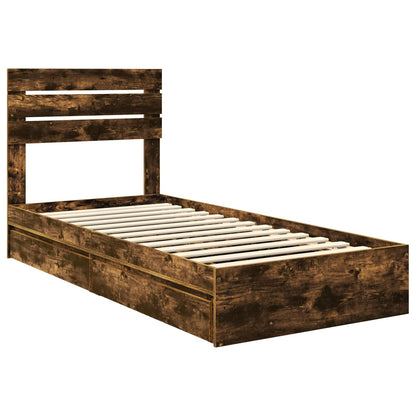 Letto con Contenitore Rovere fumé 75 x 190 cm Legno multistrato | homemem39