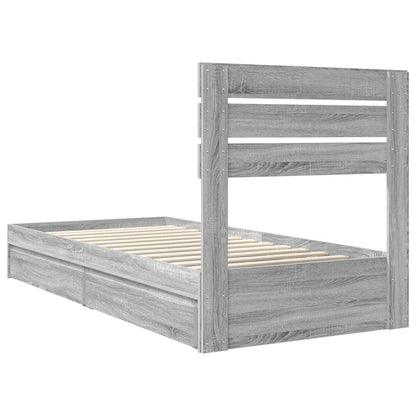 Letto con Contenitore con testiera Grigio Sonoma 75 x 190 cm | homemem39