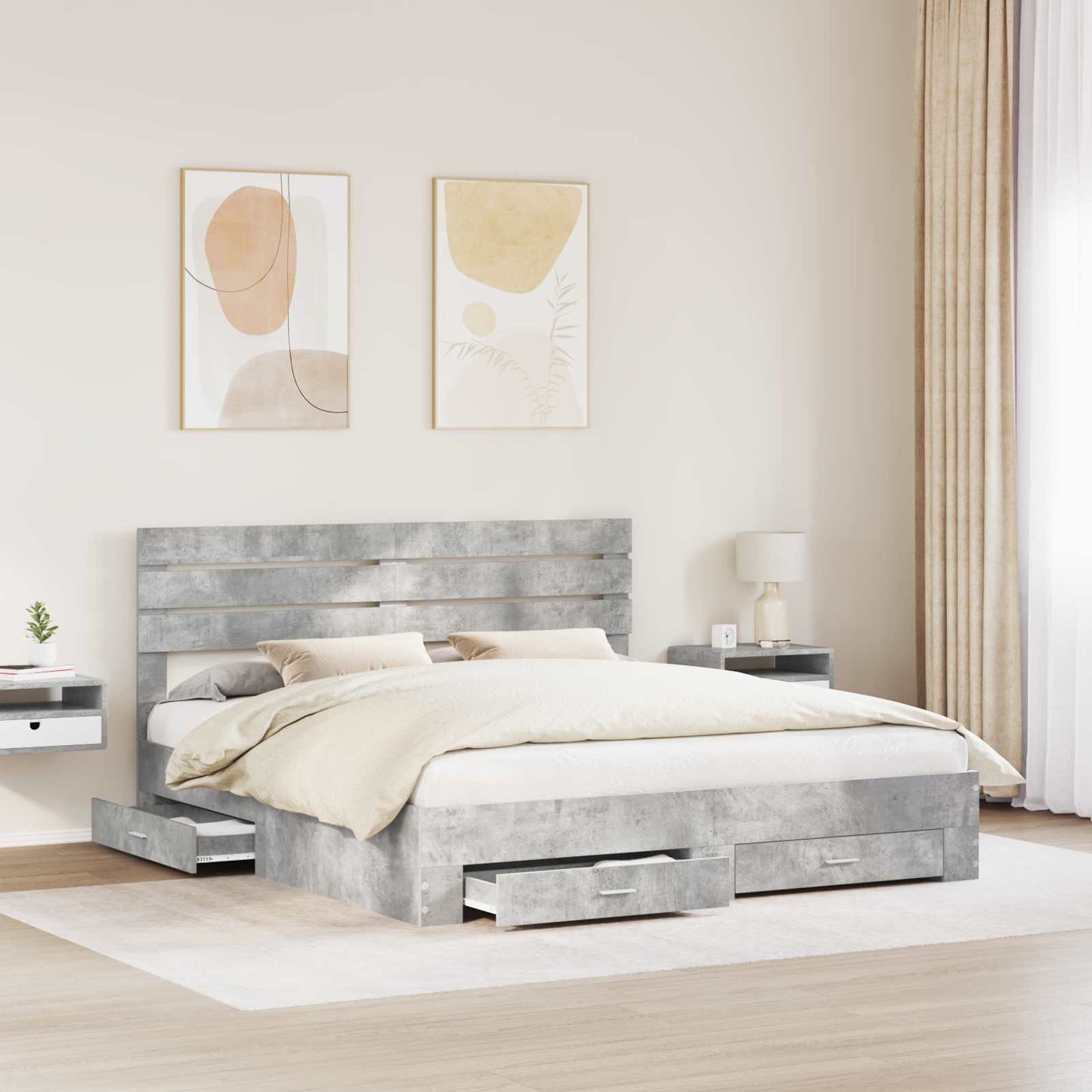 Struttura del letto con cassetto con testiera Legno multistrato | homemem39