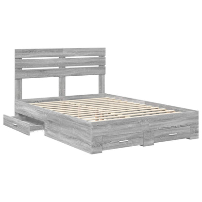 Struttura del letto con testiera Grigio Sonoma 160 x 200 cm | homemem39
