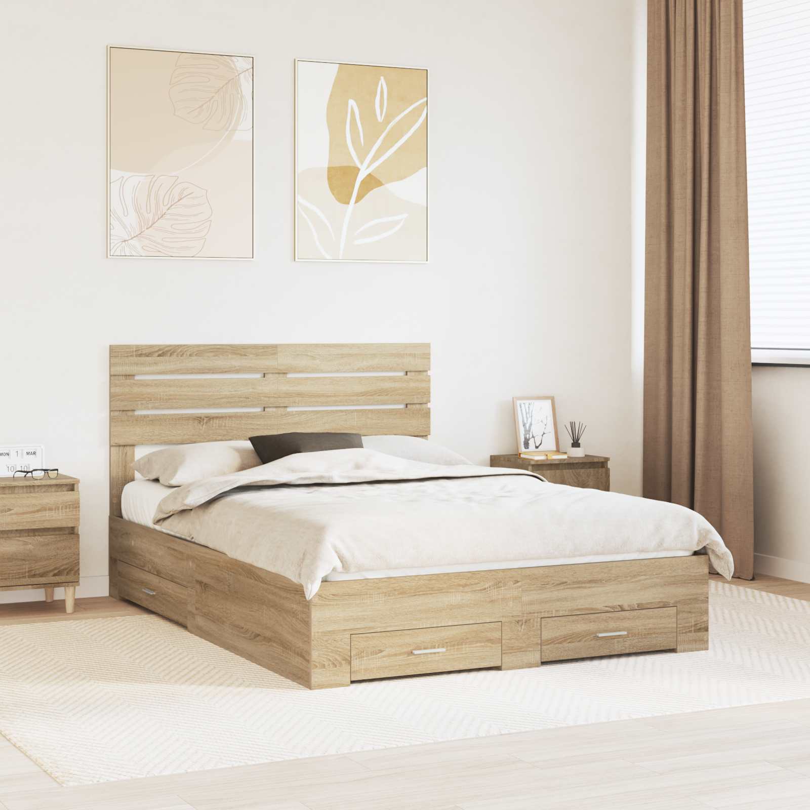 Struttura del letto con cassetto con testiera Legno multistrato | homemem39