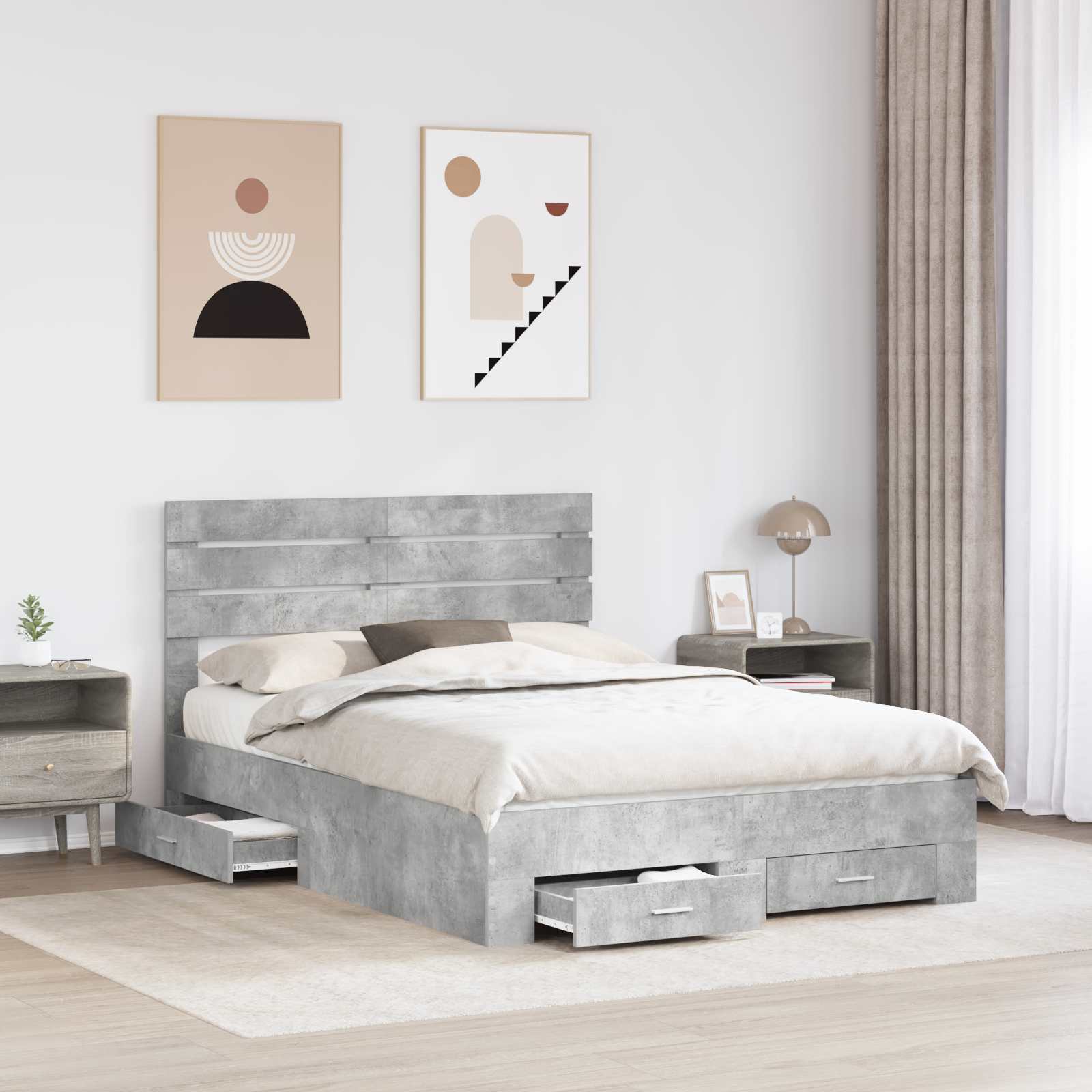 Struttura del letto con cassetto con testiera Legno multistrato | homemem39