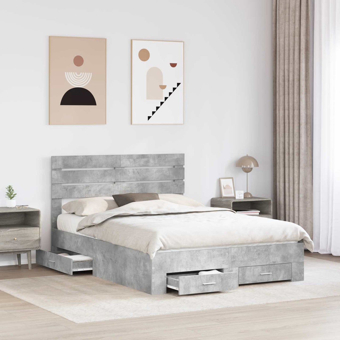 Struttura del letto con cassetto con testiera Legno multistrato | homemem39