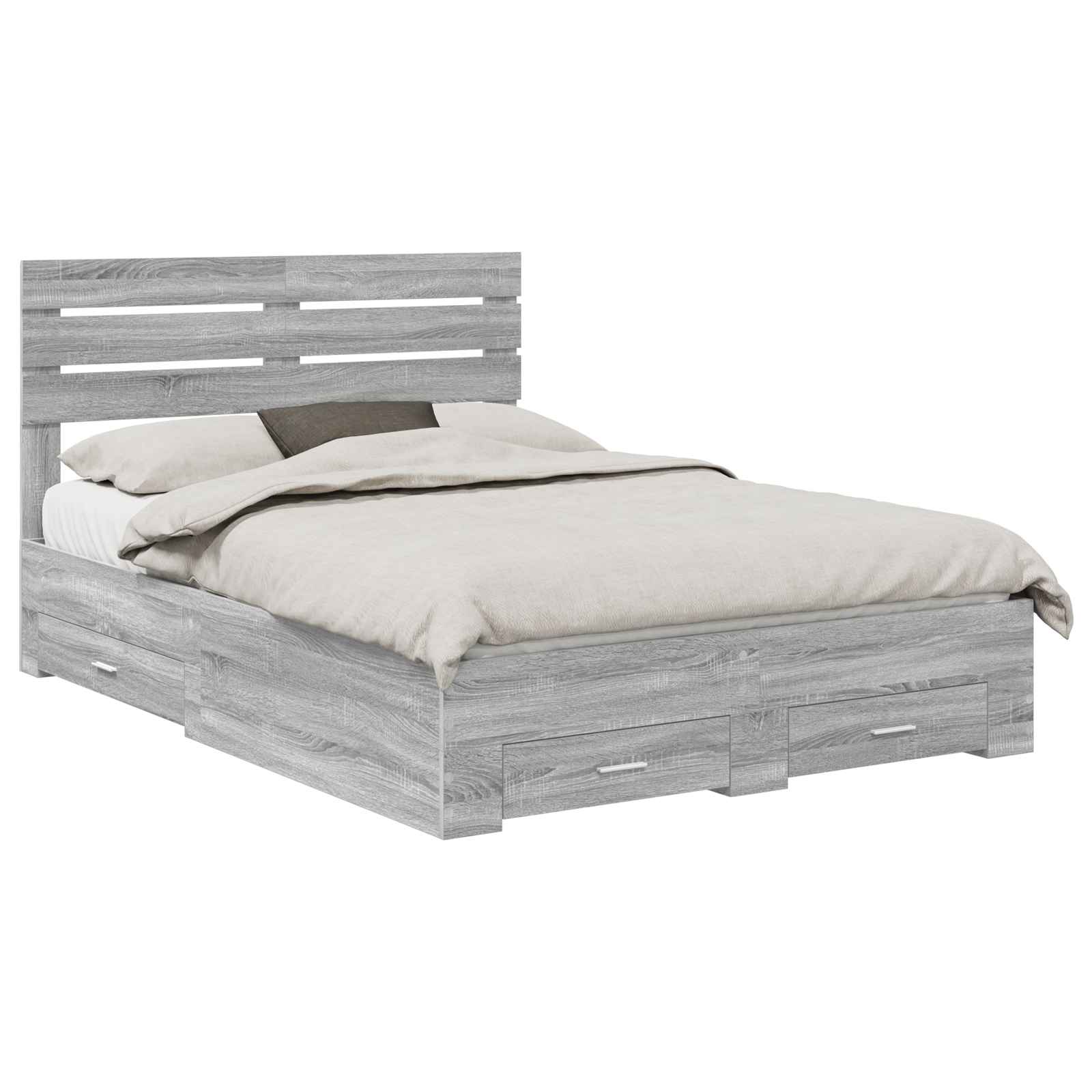 Struttura del letto con testiera Grigio Sonoma 140 x 200 cm | homemem39