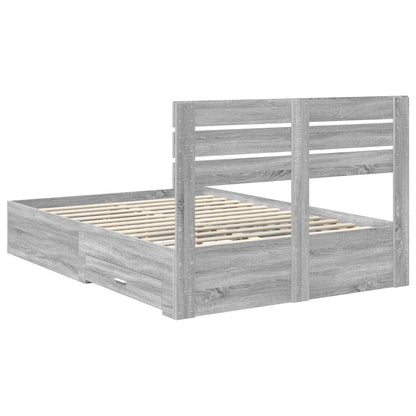 Struttura del letto con testiera Grigio Sonoma 140 x 200 cm | homemem39
