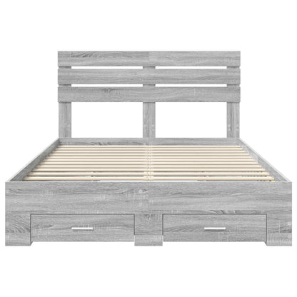 Struttura del letto con testiera Grigio Sonoma 140 x 200 cm | homemem39