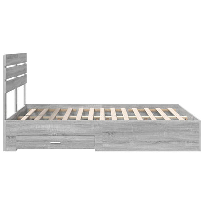 Struttura del letto con testiera Grigio Sonoma 140 x 200 cm | homemem39
