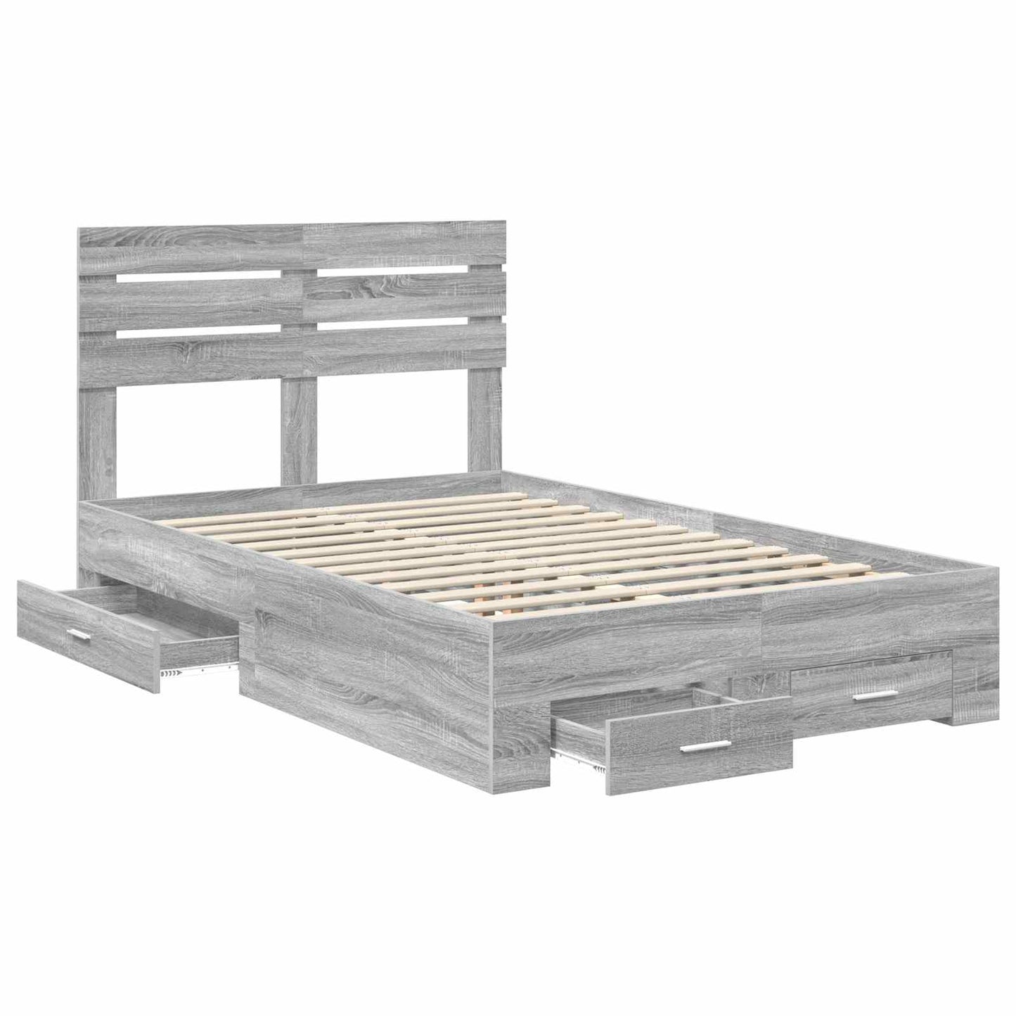 Struttura del letto con testiera Grigio Sonoma 135 x 190 cm | homemem39