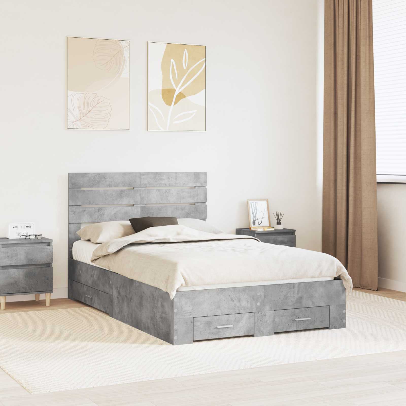 Struttura del letto con cassetto con testiera Legno multistrato | homemem39