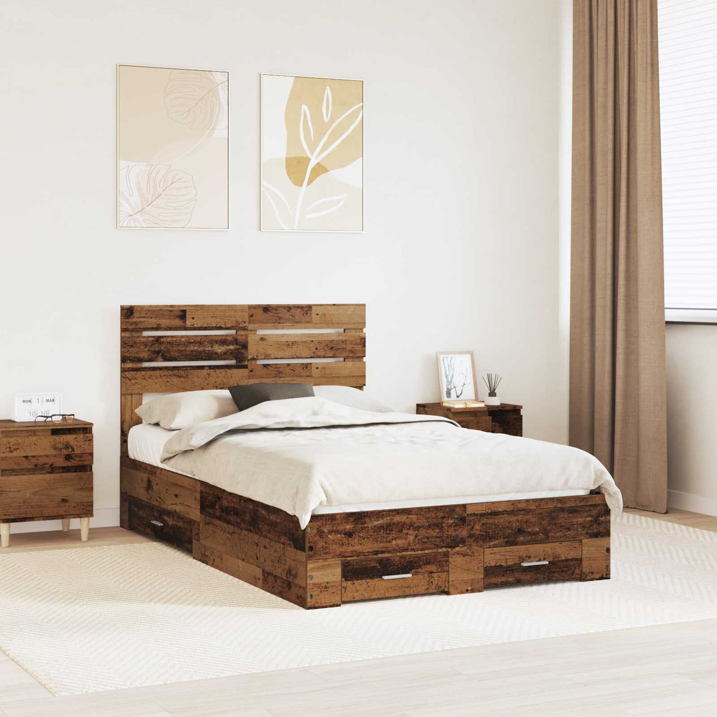Struttura del letto con cassetto con testiera Legno multistrato | homemem39