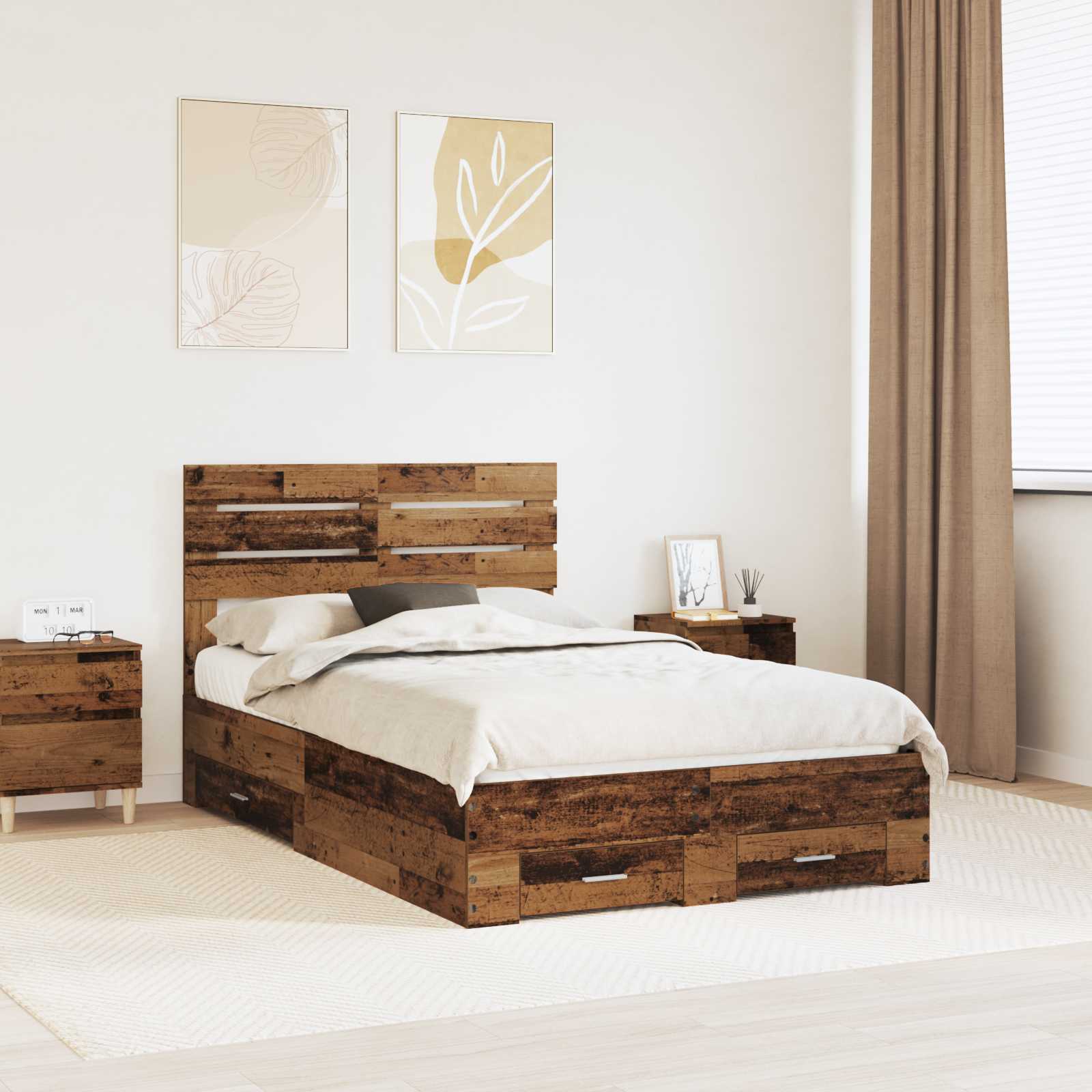 Struttura del letto con cassetto con testiera Legno multistrato | homemem39
