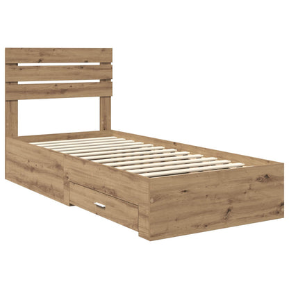 Struttura del letto con cassetto Rovere artigianale 90 x 200 cm | homemem39