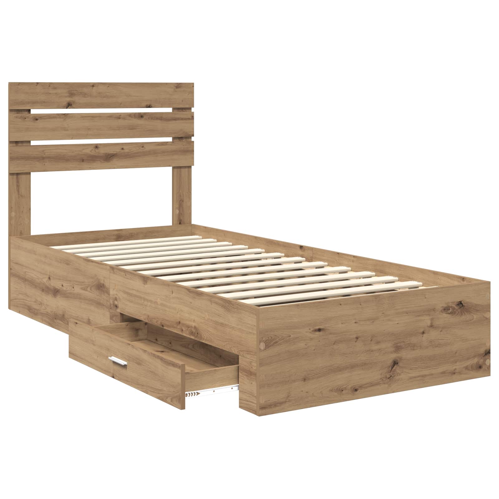 Struttura del letto con cassetto Rovere artigianale 90 x 200 cm | homemem39