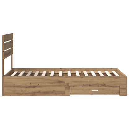 Struttura del letto con cassetto Rovere artigianale 90 x 200 cm | homemem39