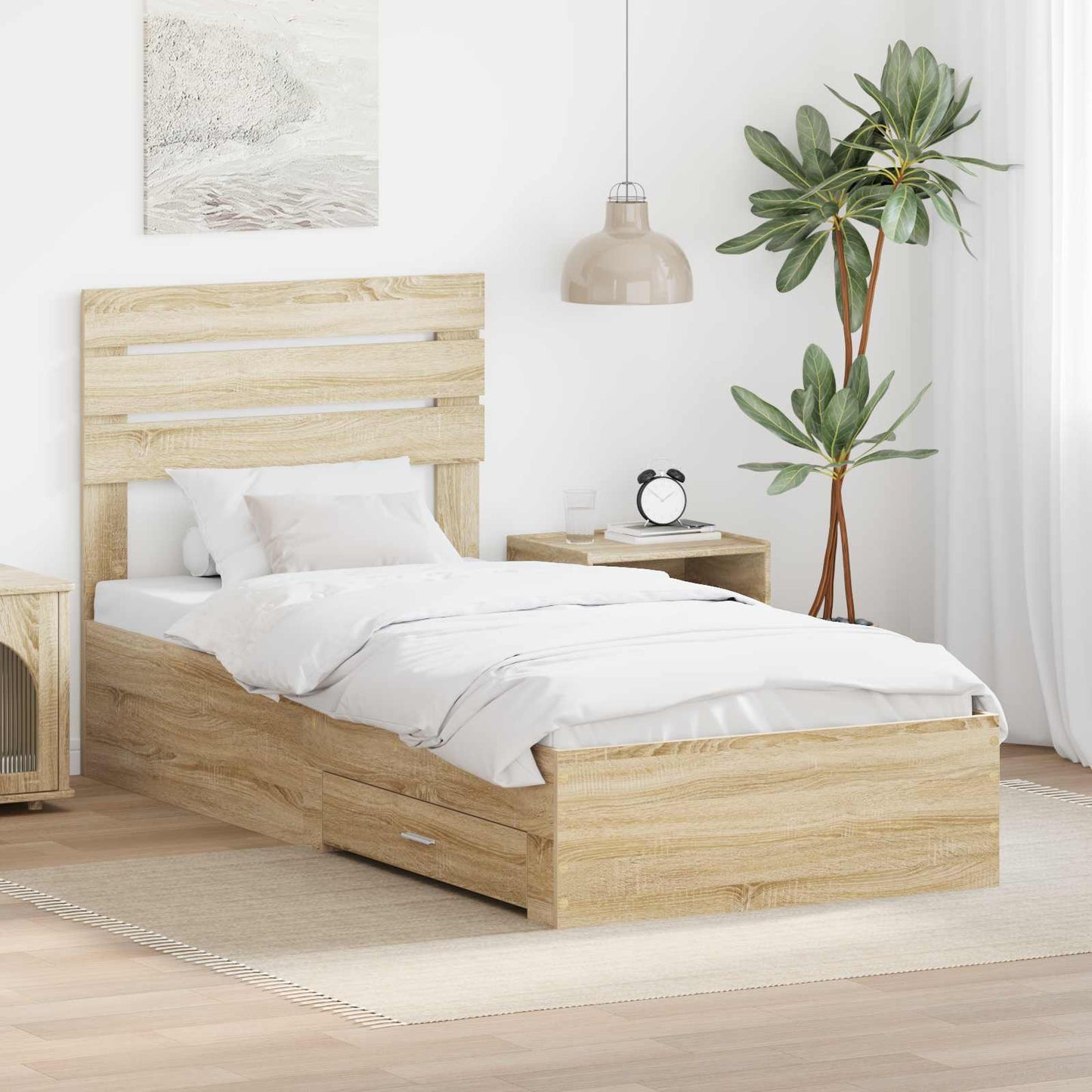 Struttura del letto Rovere Sonoma e Argento 75 x 190 cm | homemem39