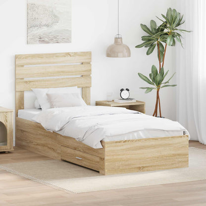 Struttura del letto Rovere Sonoma e Argento 75 x 190 cm | homemem39