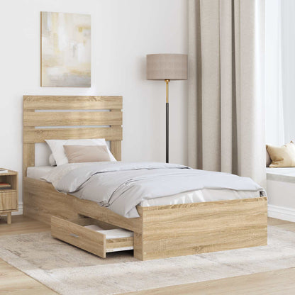 Struttura del letto Rovere Sonoma e Argento 75 x 190 cm | homemem39