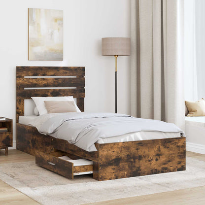 Struttura del letto Rovere Affumicato e Argento 75 x 190 cm | homemem39