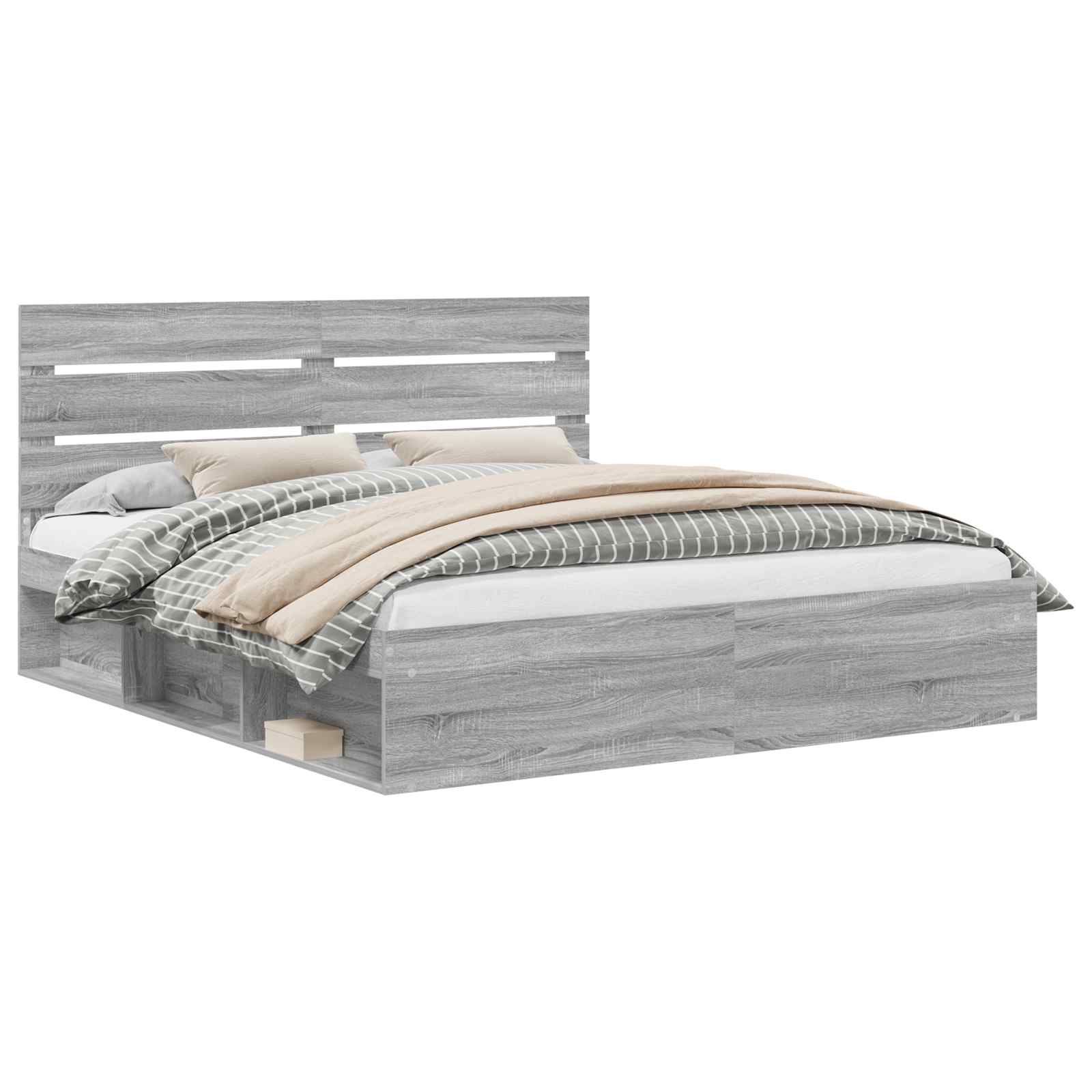 Struttura del letto Grigio Sonoma 200 x 200 cm Pino massello | homemem39