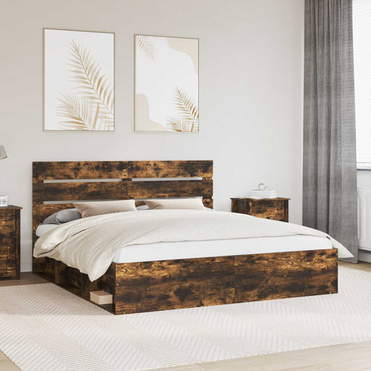 Struttura del letto Rovere fumé 180 x 200 cm Pino massello | homemem39