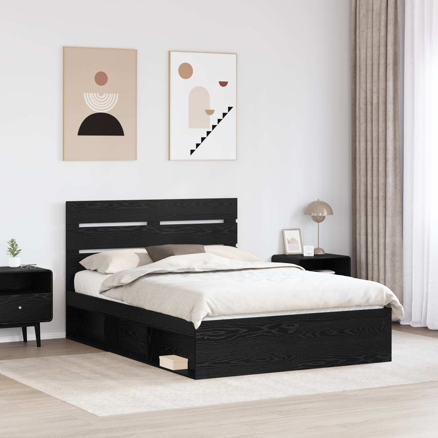 Struttura del letto Nero 140 x 200 cm Pino massello | homemem39