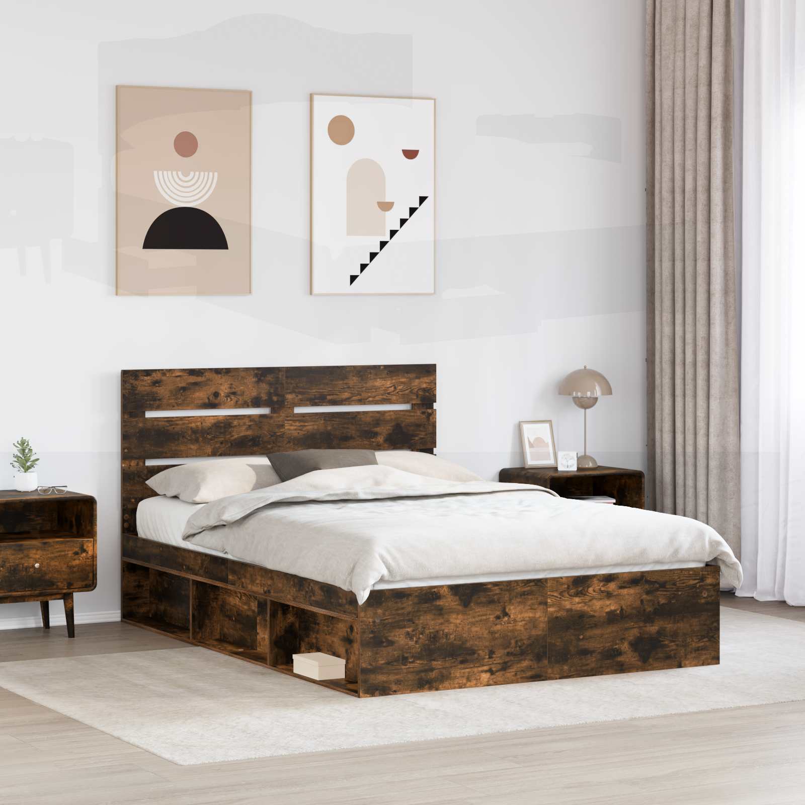Struttura del letto Rovere fumé 140 x 200 cm Pino massello | homemem39