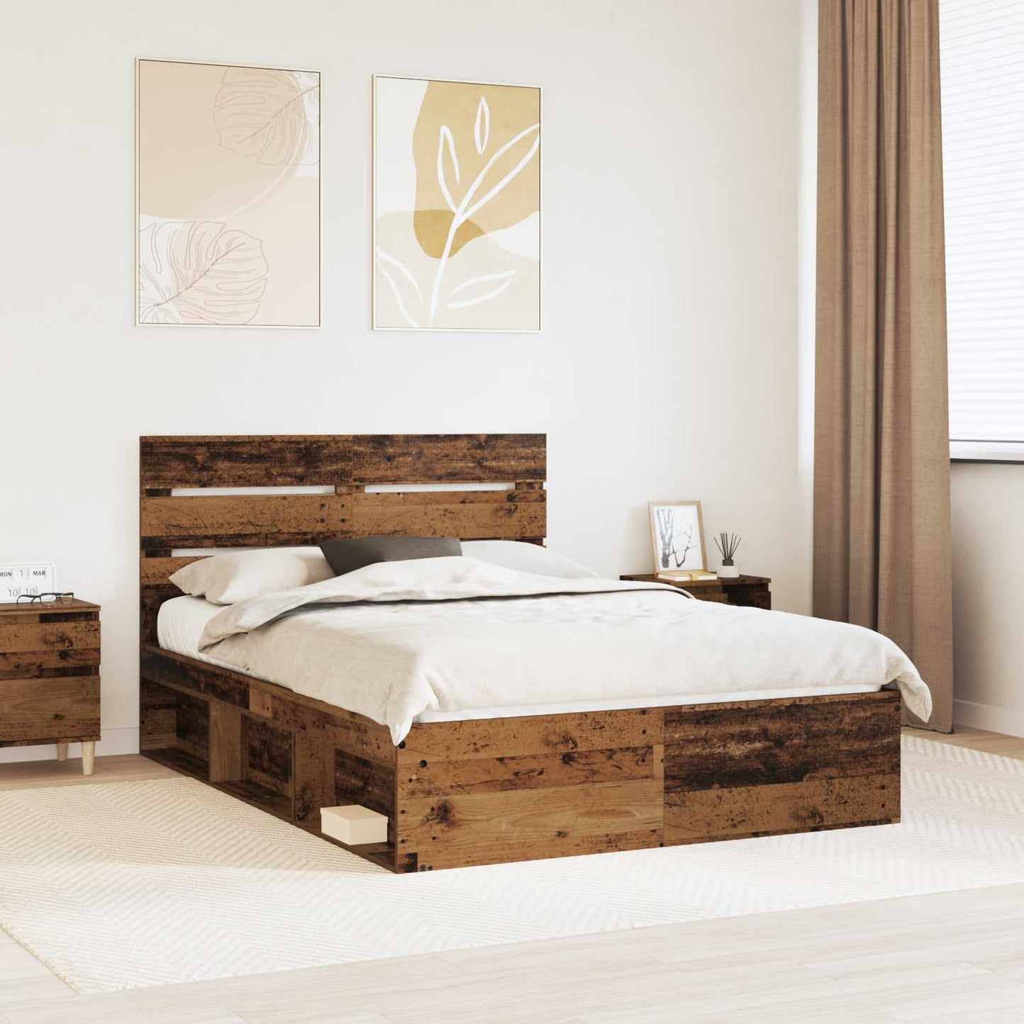 Struttura del letto Legno vecchio 140 x 190 cm Pino massello | homemem39